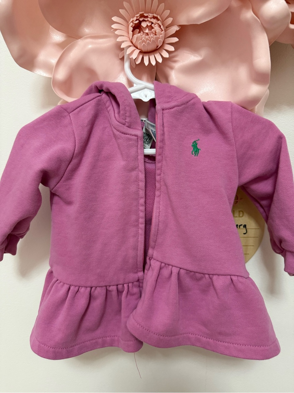 Ralph Lauren Toddler Pink SET Hooded Peplum Jacket and pants 6M